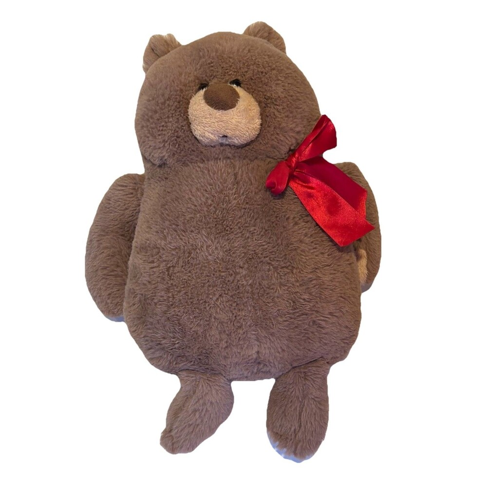 Animal Adventure Soft Brown Teddy Bear Plush 15" Red Satin Bow 2018